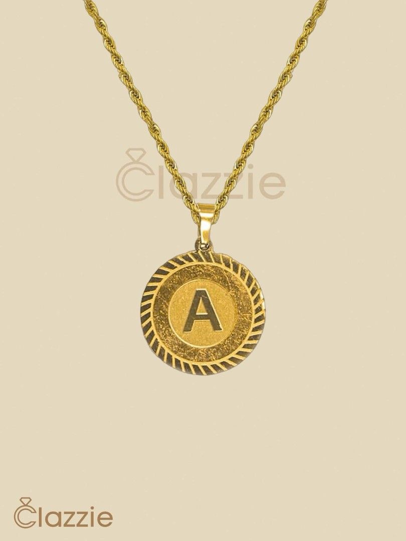 Initial Letter Gold Stainless Necklace (Hypoallergenic) (Category: Necklaces) located in Manila. Submitted by clazziejewelry (Listing ID 1463629910, Image 3). Description: Initial Letter Gold Stainless Necklace (Hypoallergenic) IL 10 - ₱210 • Hypoallergenic • Non-Tarnish.