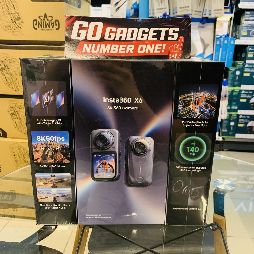 Insta360 X6 8K 360 Camera (Category: Cameras) located in Cavite. Submitted by jerickher83429 (Listing ID 1463656474, Image 1). Description: - Insta360 X6 8K 360 Camera - Stunning 1-inch imaging sensor - Powerful triple AI chip for enhanced performance - Records incredible 8K video at 50fps - PureVideo mode for superior low-light shots - High bitrate recording at 140Mbps - Features easily replaceable lenses.