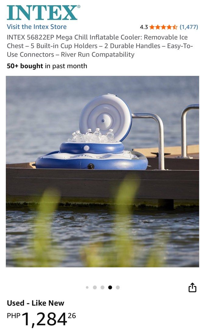 Intex 56822EP Mega Chill Inflatable Cooler (Category: Outdoor Furniture) located in Manila. Submitted by starbalesukandjapansurplus (Listing ID 1463573029, Image 1). Description: - Keep your drinks chilled while you relax on the water. - Features 5 built-in cup holders for convenience. - Includes 2 durable handles for easy carrying. - Connects to other Intex River Run products for extended fun. - Ideal for pool parties, beach days, or lazy river 