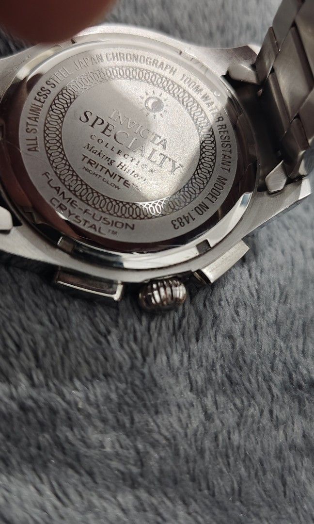 Invicta Specialty 1483 (Category: Men's Watches) located in Cebu City. Submitted by aceoftime (Listing ID 1463718092, Image 3). Description: In good working condition Specialty Collection Ref: 1483 Japanese Chronograph movt with date display Flame fusion crystal All in stainless steel Tritnite night glow 100m water resist Watch only Our Guarantee: 💯 Authentic All watches are checked by our experienced technician to ensure good functionality Plea