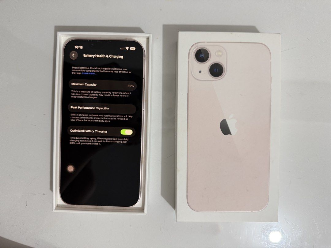 Iphone 13 Pink 128gb (Category: iPhone 13 Series) located in Pasig City. Submitted by chayfee.girl (Listing ID 1463638734, Image 3). Description: - 80% battery health - ios27 - No issue - No repair history - First owner - Makinis all sides, may small dent lang sa edge (see last photo) - Bought from Beyond The Box (May 2024) - Inclusions: box & charging cord - RFS: nag upgrade - IF meet up: Landers-Arcovia City, Ugong, Pasig.