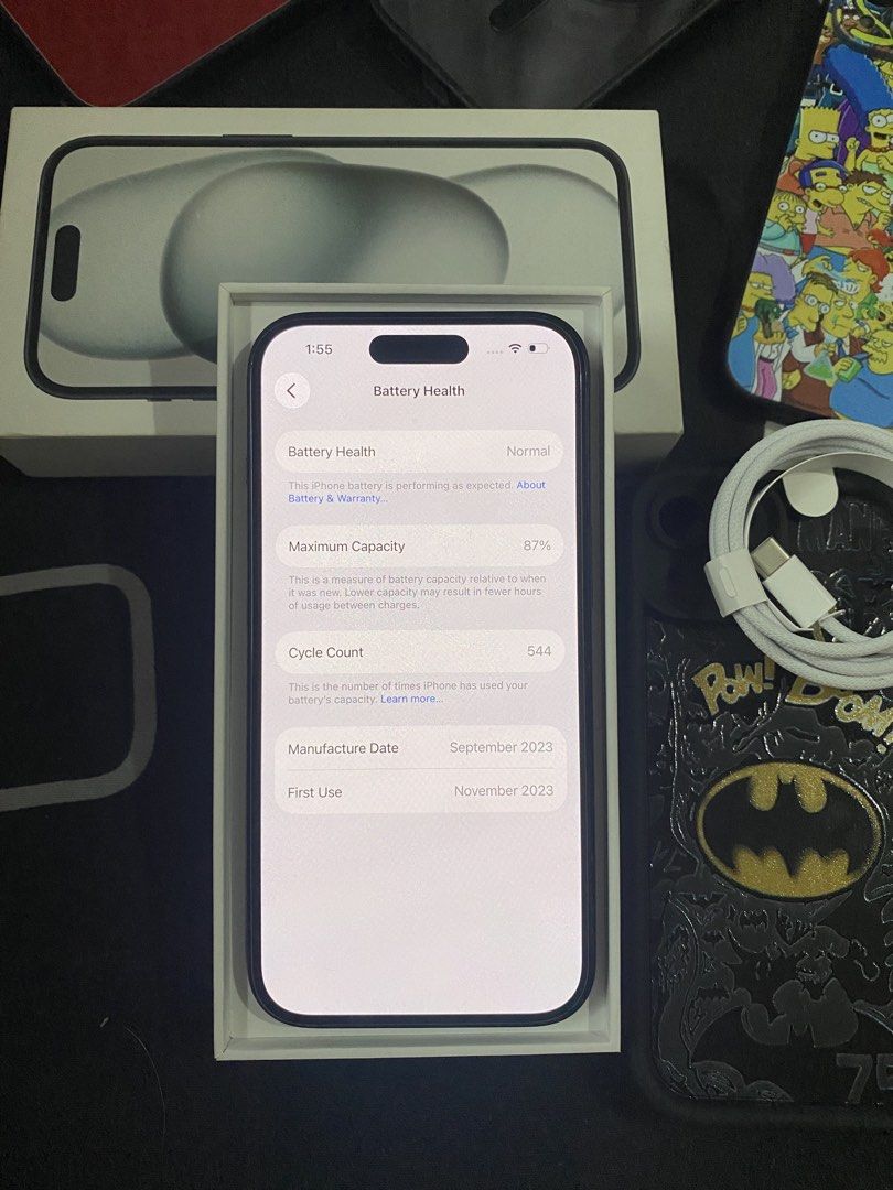 iPhone 15 128GB FRESH (Category: iPhone 15 Series) located in Manila. Submitted by cozaaaartttt22 (Listing ID 1463674548, Image 3). Description: iPhone 15 Black 128GB ZP/A Local Variant 87BH orig! Truetone✅ Face ID✅ no history of repair pristine condition unit unli check unli reset Inclusions: Orig Box (same serial) Manuals Orig Cord (unused) 5 Cases 26.5 NEGO Pasig loc.