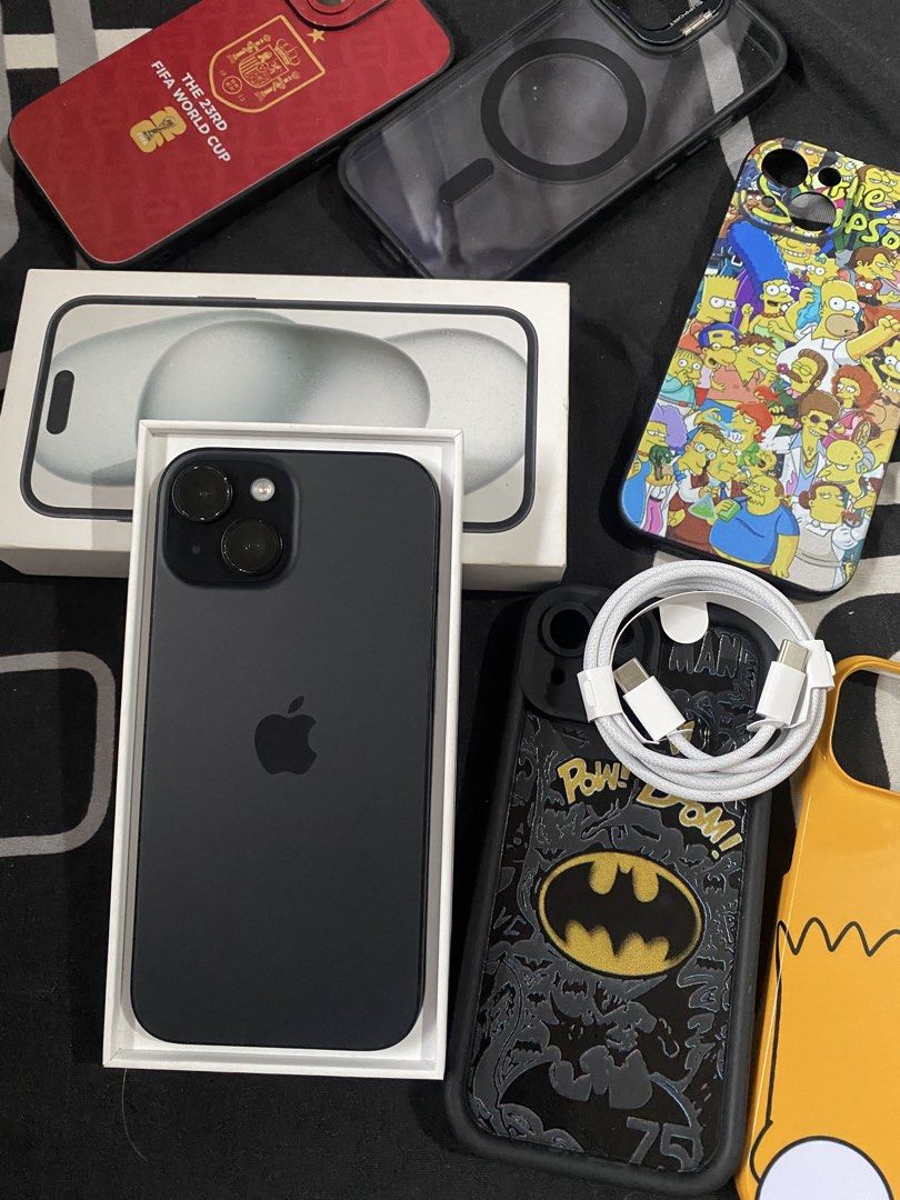 iPhone 15 128GB FRESH (Category: iPhone 15 Series) located in Manila. Submitted by cozaaaartttt22 (Listing ID 1463674548, Image 1). Description: iPhone 15 Black 128GB ZP/A Local Variant 87BH orig! Truetone✅ Face ID✅ no history of repair pristine condition unit unli check unli reset Inclusions: Orig Box (same serial) Manuals Orig Cord (unused) 5 Cases 26.5 NEGO Pasig loc.