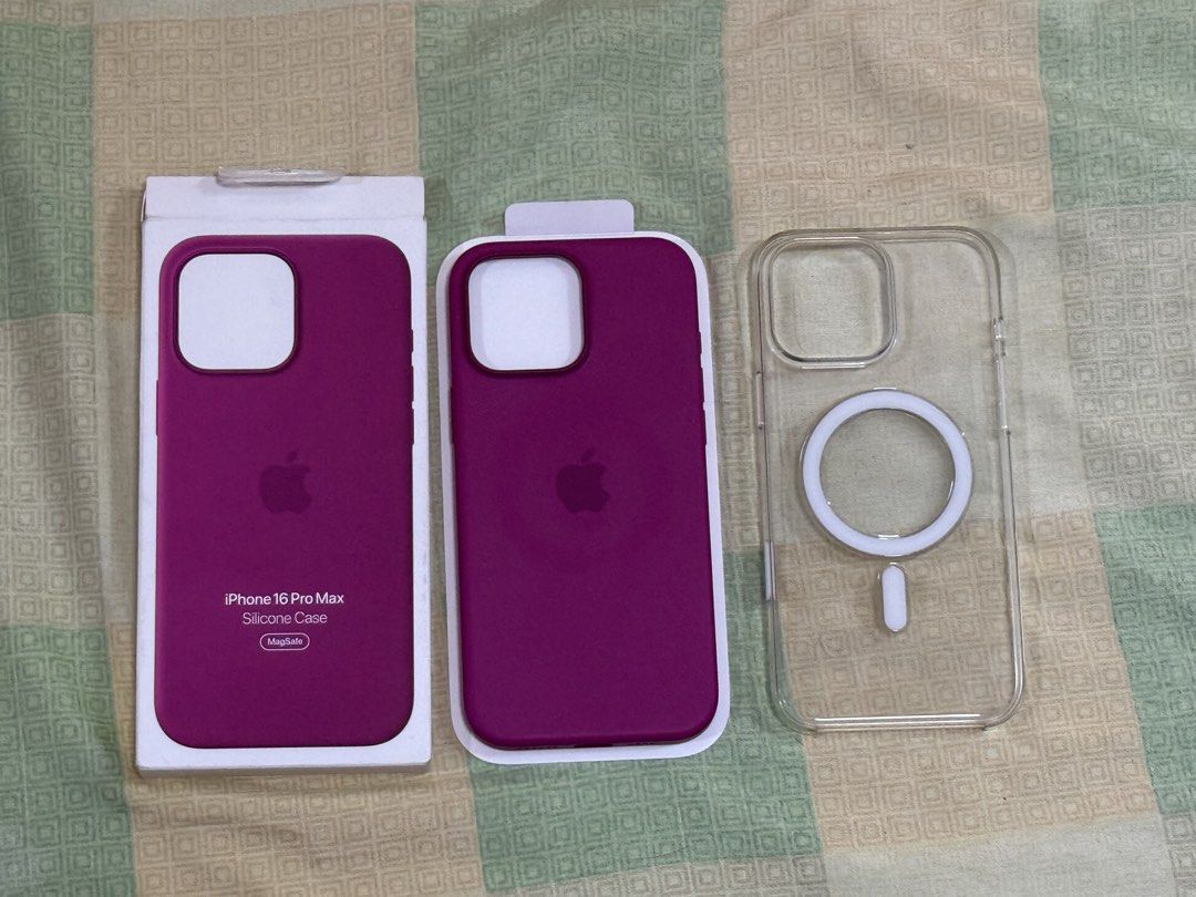 iPhone 16 pro max Apple Silicone and Clear Case (Category: Cases & Sleeves) located in Santa Rosa. Submitted by groverrpor00995 (Listing ID 1463582553, Image 1). Description: ALL AUTHENTIC. Free kapag proven fake! Apple silicone case (Fuschia) -Slightly used in good conditon ₱500 Apple Clear case -May super minimal scratches ₱800 !!!Get both for ₱1,000 Meet up Sta rosa, cabuyao, calamba. Pag calamba add fee ₱100 Metro Manila meet up add ₱300 .