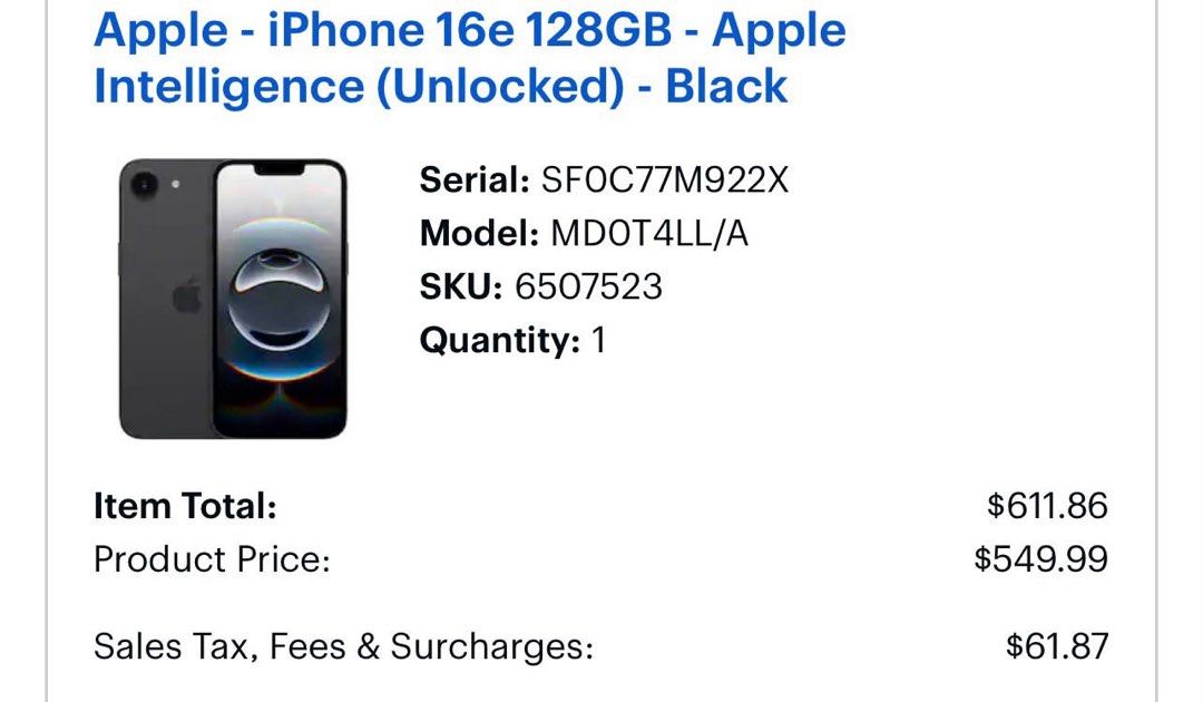 Iphone 16e 128GB brand new sealed (Category: iPhone 16 Series) located in Imus. Submitted by jevroneee (Listing ID 1463654829, Image 2). Description: brand new sealed US variant RFS: didn’t like the color .