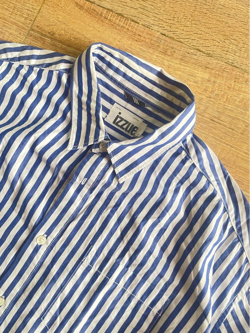 IZZUE BLUE STRIPED LONGSLEEVE (Category: Formal Shirts) located in Iloilo. Submitted by cuzta.thrift (Listing ID 1463620478, Image 2). Description: DIMES: 23x31 CONDITION:10/10 COLOR:10/10 ISSUE:NONE.