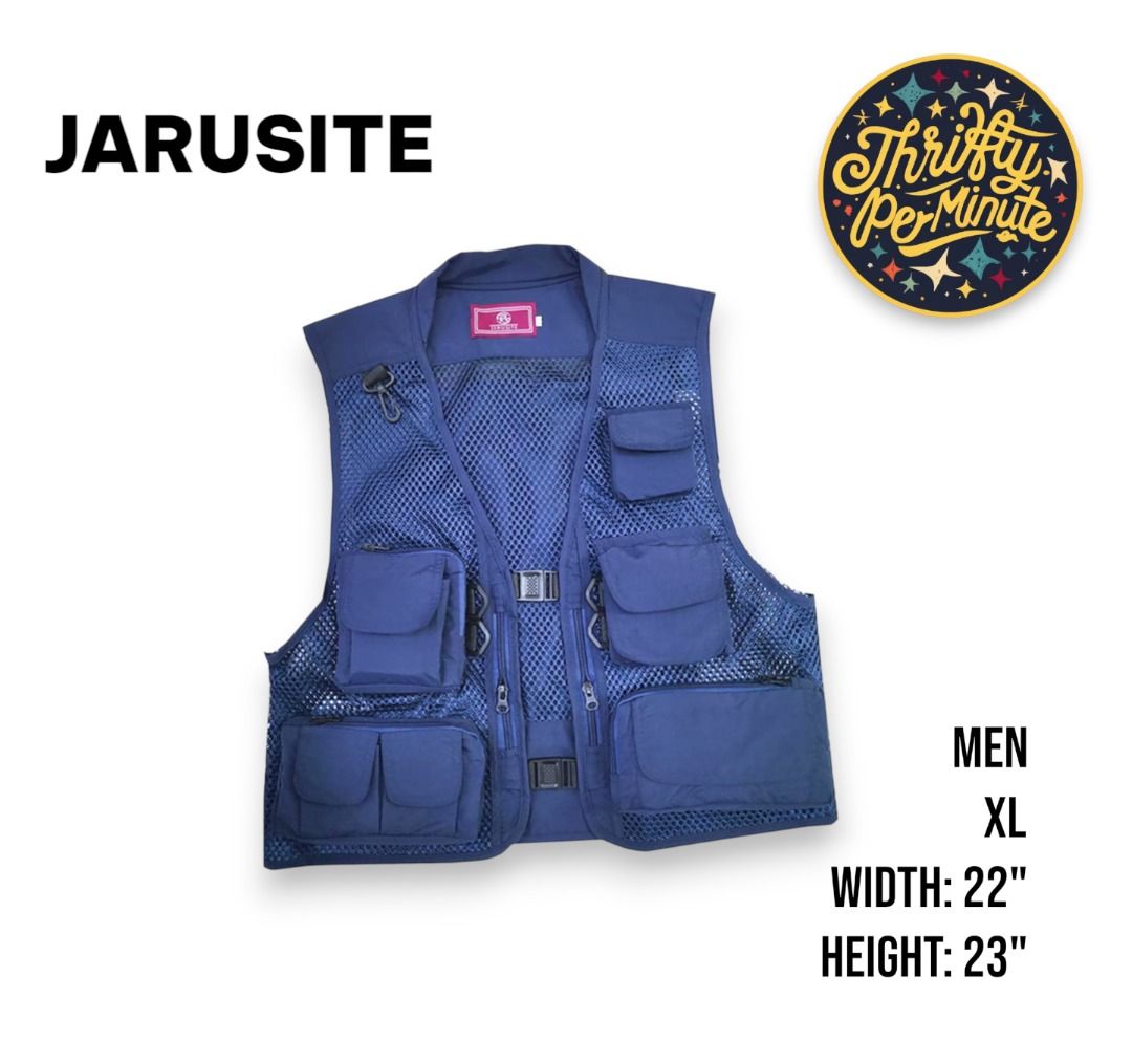 Jarusite Multi-Pocket Utility Vest in Blue (Category: Vests) located in Bacolor. Submitted by thriftyperminute (Listing ID 1463703366, Image 1). Description: -This is a pre-loved or thrifted item so please manage your expectations. -Color may slightly differ due to lighting or with the settings of the device used to view the photos -"Mine" now, pay now policy -Payment through gcash -Sure buyers only, please -No cancellation of orders -No return, 