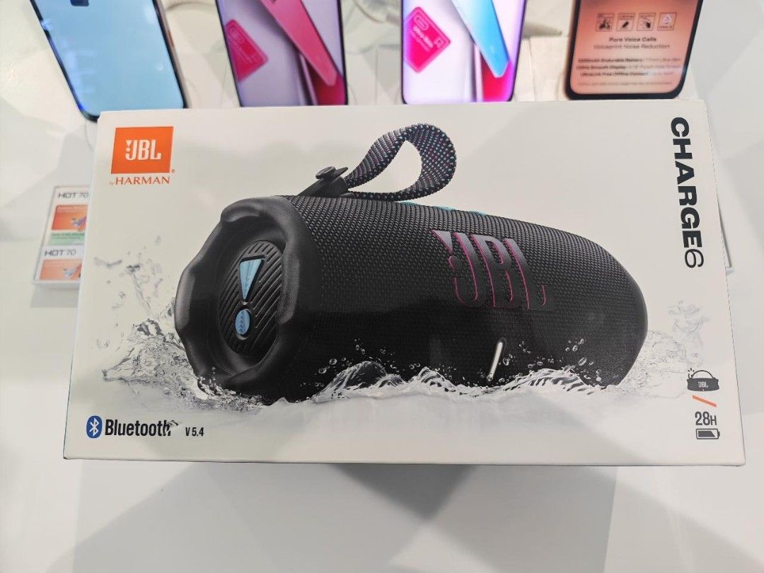 JBL Charge 6 Portable Bluetooth Speaker - Black Orange (Category: Soundbars, Speakers & Amplifiers) located in Mandaluyong City. Submitted by clariellel1223 (Listing ID 1463702297, Image 1). Description: - JBL Charge 6 Portable Bluetooth Speaker - Color: Black with Orange Accents - Connectivity: Bluetooth v5.4 - Battery Life: Up to 28 hours playtime - Features: Waterproof design, perfect for outdoor adventures - Condition: Comes in original packa