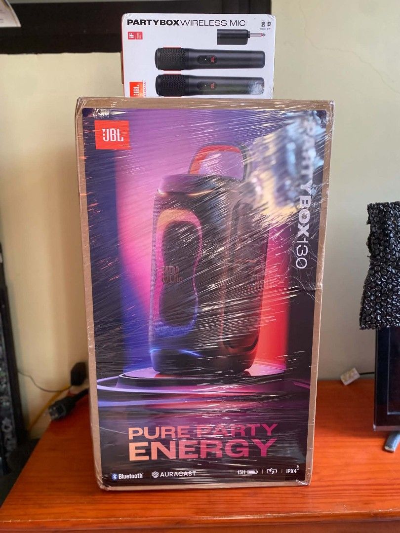 JBL PARTYBOX 130 WITH JBL MIC v2 (Category: Soundbars, Speakers & Amplifiers) located in Binalonan. Submitted by rjbatacan (Listing ID 1463619386, Image 1). Description: Brandnew and Sealed I also have a opned JBL PARTYBOX 320 You can call or text me if you're interested 09090653510.