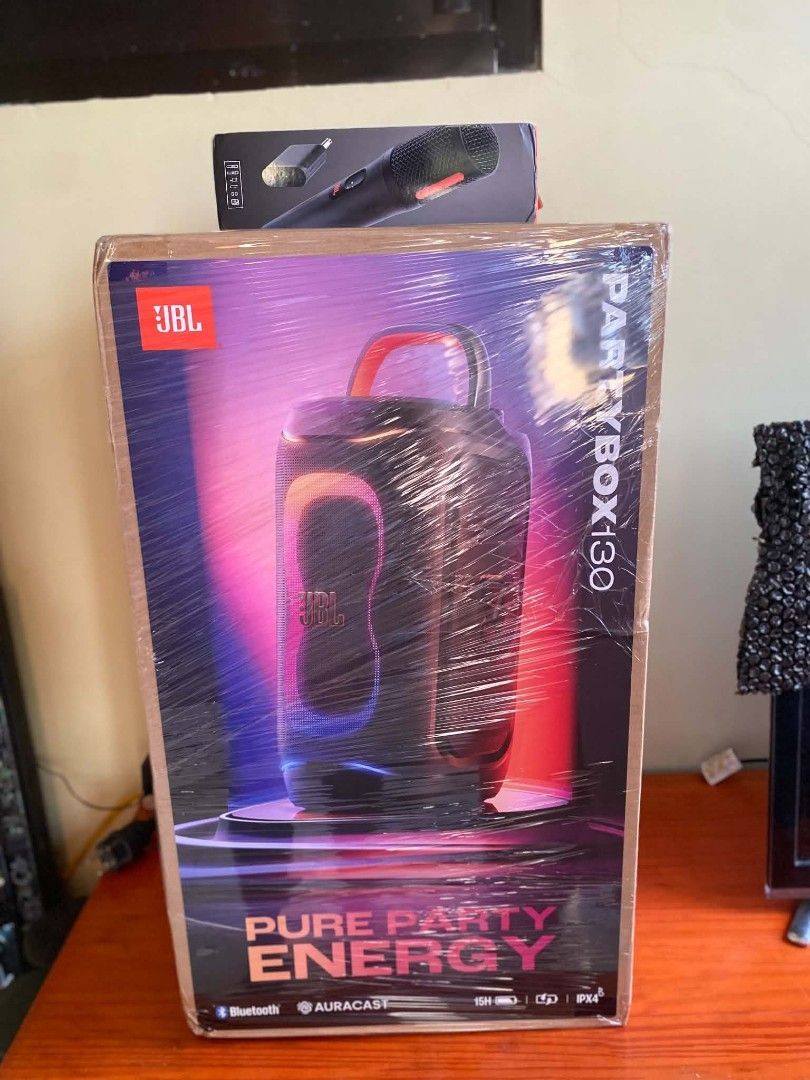 JBL PARTYBOX 130 WITH JBL MIC v2 (Category: Soundbars, Speakers & Amplifiers) located in Binalonan. Submitted by rjbatacan (Listing ID 1463619386, Image 2). Description: Brandnew and Sealed I also have a opned JBL PARTYBOX 320 You can call or text me if you're interested 09090653510.
