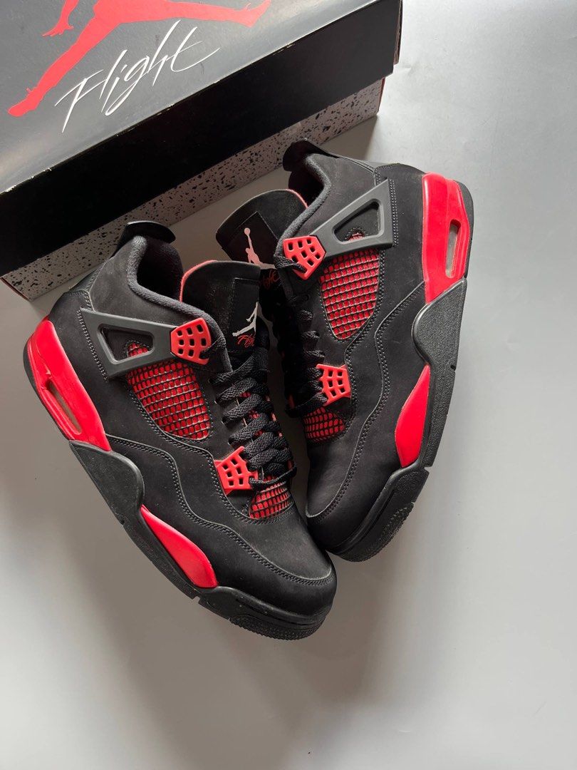 JORDAN 4 RED THUNDER (11.5US) (Category: Sneakers) located in Baguio. Submitted by grabUrPairs (Listing ID 1463695819, Image 3). Description: GOOD AS NEW USED A FEW TIMES 11.5US/29.5CM COMPLETE WITH BOX.