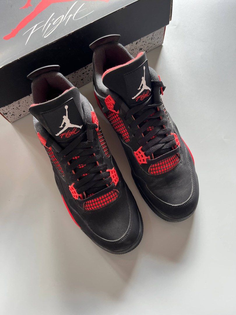 JORDAN 4 RED THUNDER (11.5US) (Category: Sneakers) located in Baguio. Submitted by grabUrPairs (Listing ID 1463695819, Image 2). Description: GOOD AS NEW USED A FEW TIMES 11.5US/29.5CM COMPLETE WITH BOX.