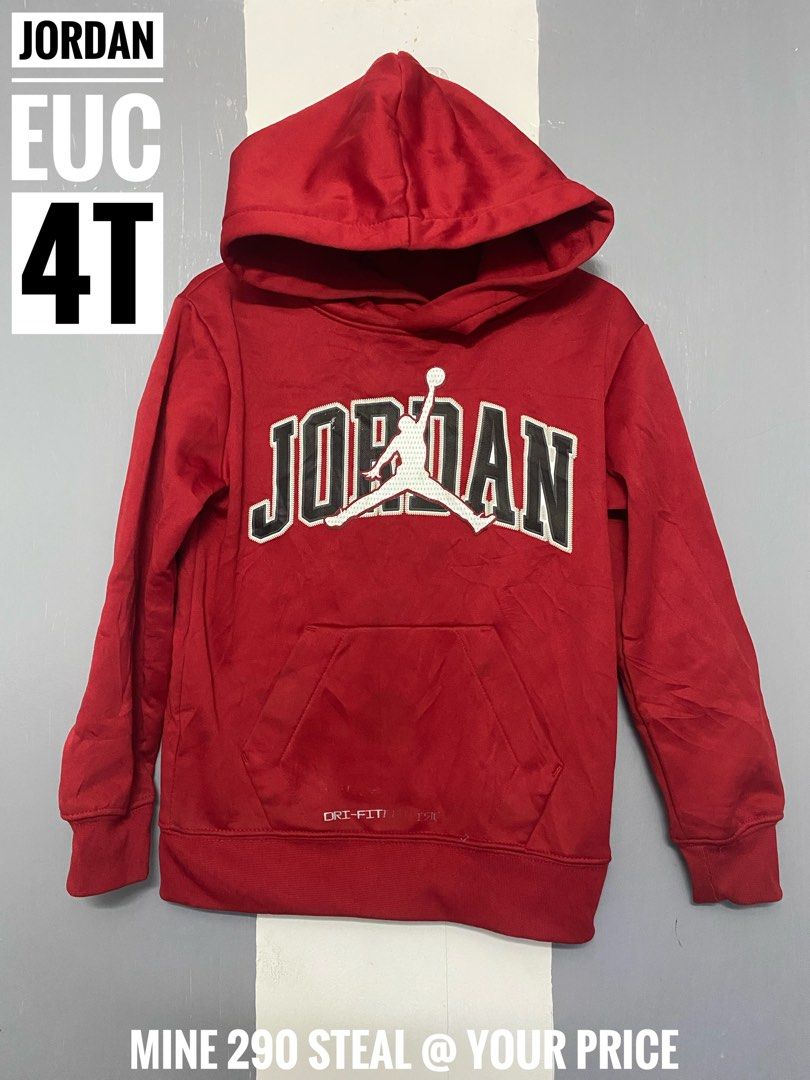 Jordan Red Hoodie (Category: Babies & Kids Fashion) located in Paranaque City. Submitted by shiney10 (Listing ID 1463677844, Image 1). Description: - Red Jordan Hoodie for Kids - Size: 4T - Iconic Jumpman logo - Comfortable hood - Convenient front pocket - Made with breathable Dri-FIT material - Perfect for active and sporty kids.