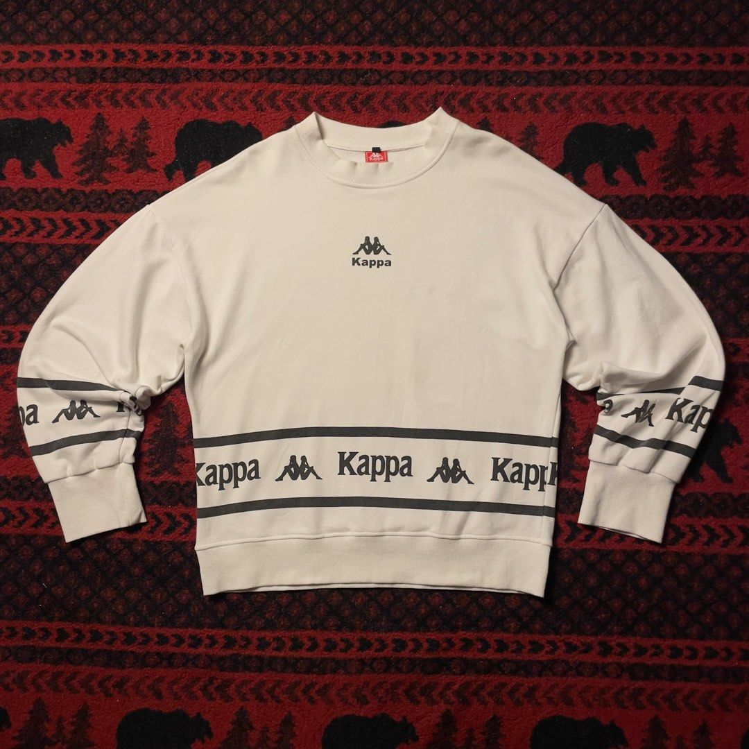 KAPPA ROUND PRINTED CREWNECK LONGSLEEVES (Category: Longsleeves) located in Caloocan City. Submitted by piecesgarments (Listing ID 1463674334, Image 1). Description: Kappa | Round Printed Crewneck (Next photos for detailed pictures and when worn) Size:M on Tag Width:25" Length:27" Material Quality:Cotton Issue:Minimal Lints on ribbings lang Condition:Good As New Model:5’7 Price:₱349 📝Reminder: All items are thrifted.Expect the condition of the i