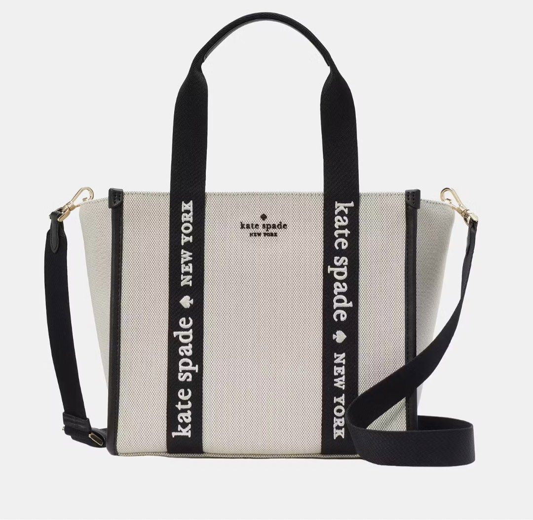 Kate spade Kip Canvas Small Tote (Category: Luxury Bags & Wallets) located in Manila. Submitted by glen_n (Listing ID 1463638811, Image 1). Description: Kate spade Kip Canvas Small Tote Brand New, Never Used, with Original Tag MEASUREMENT Length: 10.16” Height: 8.8” Width: 6.4” 100% Guaranteed Original Color: Natural Canvas with Black Details Bought from Canada Outlet 🇨🇦 A classic and elegant tote that’s perfect for everyday use! Spacious enoug