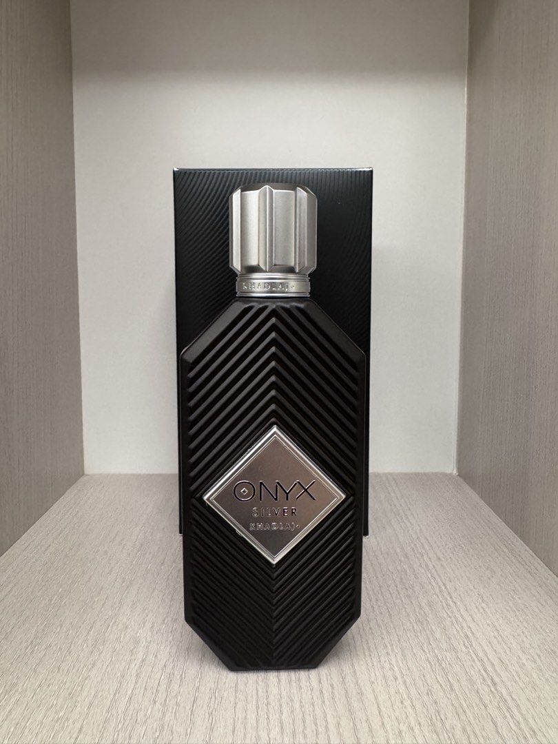 Khadlaj Onyx Silver Eau de Parfum 100ml (Category: Fragrance & Deodorants) located in San Juan City. Submitted by lamawears (Listing ID 1463688902, Image 1). Description: - Original, purchased from spee store dubai shop baliuag - sprayed ONCE only to smell, but I already have a similar scent - package has authentication code.