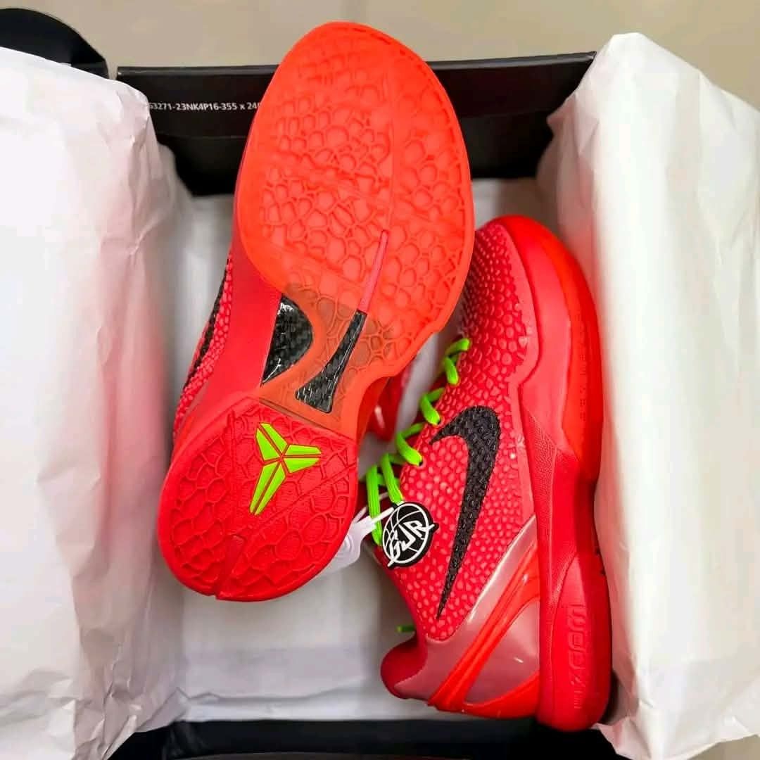 Kobe 6 Protro "Reverse Grinch" 🌹🍒🍅 (Category: Sneakers) located in Manila. Submitted by josier_181 (Listing ID 1463738956, Image 3). Description: Available now Ma'am/Sir Pm for more details Your order via lalamove COD or GCASH payment. Kung anong nasa post ko po yun po mismo ang dadating na item sa inyo 💯 Good quality and condition Thank you and God bless Womens Size Guide 5US - 36 EU/FR - 22CM 6US - 37 EU/FR - 23CM 6.5US - 37.5 EU/FR - 23.5C