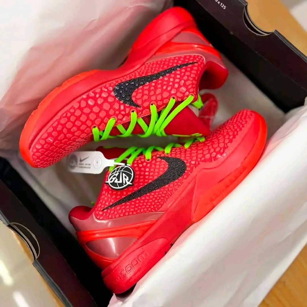 Kobe 6 Protro "Reverse Grinch" 🌹🍒🍅 (Category: Sneakers) located in Manila. Submitted by josier_181 (Listing ID 1463738956, Image 2). Description: Available now Ma'am/Sir Pm for more details Your order via lalamove COD or GCASH payment. Kung anong nasa post ko po yun po mismo ang dadating na item sa inyo 💯 Good quality and condition Thank you and God bless Womens Size Guide 5US - 36 EU/FR - 22CM 6US - 37 EU/FR - 23CM 6.5US - 37.5 EU/FR - 23.5C
