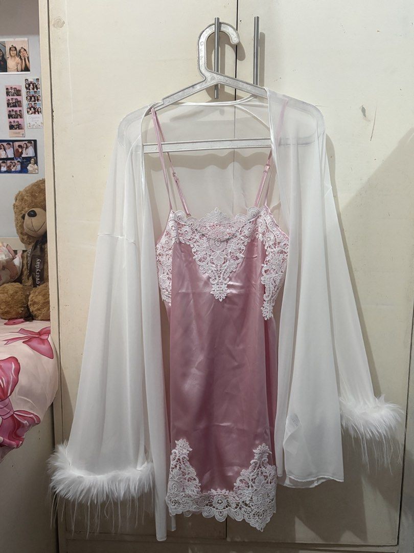 Lace Satin Lingerie Set (Category: Undergarments & Loungewear) located in Manila. Submitted by melonayee (Listing ID 1463676238, Image 1). Description: Used once for a photoshoot only. I recommend this for pre-debut/prep shoot! ☝🏻💓.