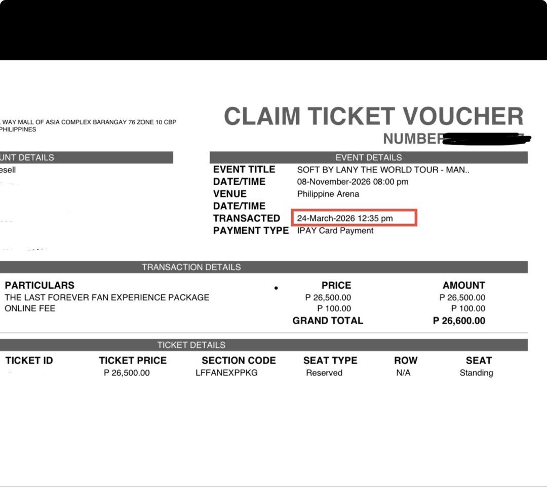LANY LFF PACKAGE A SOFT TOUR NOV 8 (Category: Events Tickets) located in Quezon City. Submitted by EverythingAffordableHere (Listing ID 1463722715, Image 1). Description: hello! selling my ticket for lany. purchased it earlier so possible low QN! we can claim it together for verification. selling it for discounted price. rfs: will buy 2 tickets!.