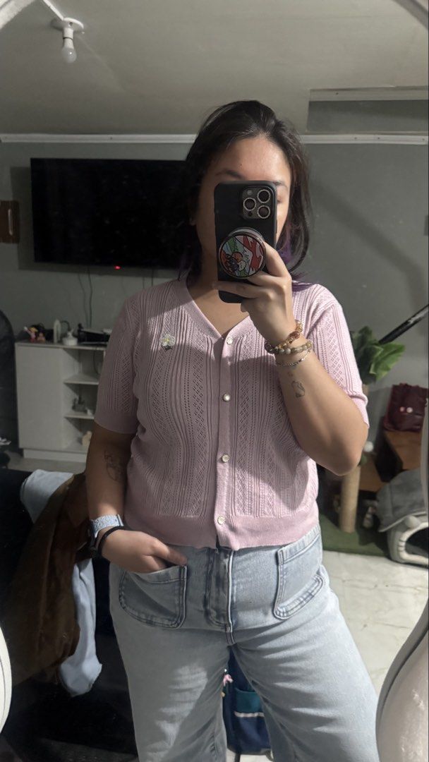 Lavender Knitted Top (Category: Shirts) located in Quezon City. Submitted by dinesaur (Listing ID 1463659064, Image 1). Description: Model bust 38B Waist 33 Med-Large body frame.