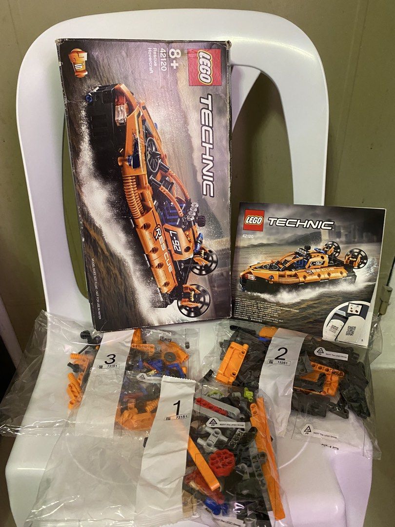 LEGO Technic 42120 Rescue Hovercraft Set (Category: Lego & Building Sets) located in Imus. Submitted by cai_collections.ph (Listing ID 1463556238, Image 2). Description: - LEGO Technic 42120 Rescue Hovercraft - Suitable for ages 8+ - All LEGO bags included - Instruction manual included - Box shows some wear and tear from storage - Cool hovercraft model - Perfect for LEGO fans and builders.