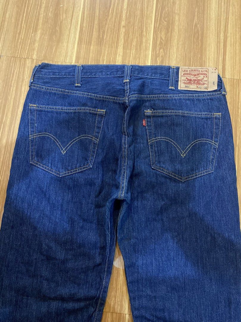 Levis 501 button fly pants (Category: Jeans) located in Tanza. Submitted by 9th.street.thrift (Listing ID 1463632017, Image 2). Description: Levis 501 extended patch button fly pant Good as new 💯Authetic Waist:40 Length:44.5 Issue:hem see pic(paputulan nyo na lang wala na issue kasi orginal length mahaba din naman) 1,200+sf fix.