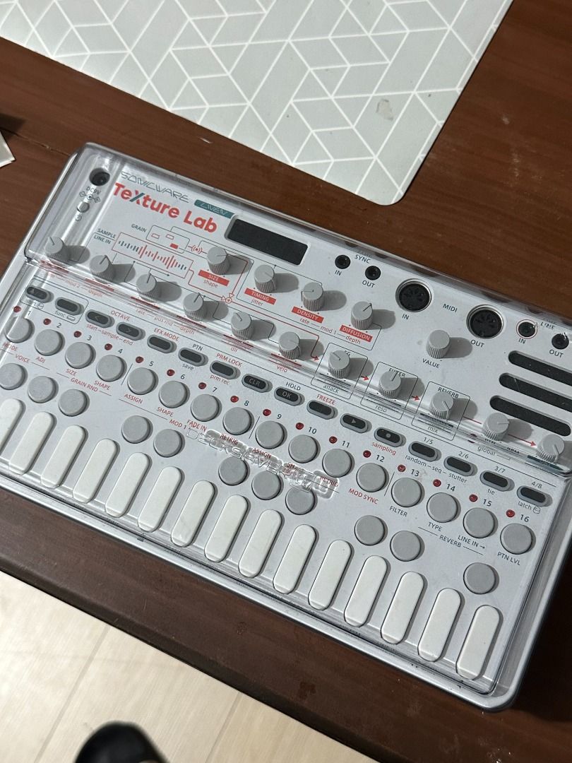 LIVEN Texture Lab Sonicware Synthesizer (Category: Musical Instruments) located in Cagayan de Oro. Submitted by curated.box (Listing ID 1463645239, Image 2). Description: - Soundware Texture Lab: Sampler & Sequencer - Perfect for creating beats and unique textures - Feature-rich with numerous knobs and buttons for deep sound design - MIDI In/Out for connectivity - Sync port included - Works perfectly - Comes with a deck saver - no issues - no pow