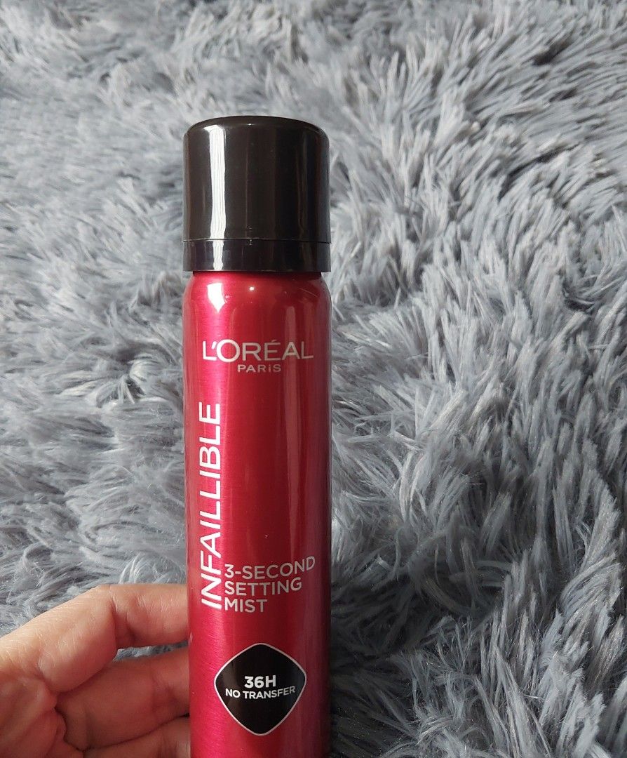 L'Oreal Infallible 3-Second Setting Mist 36H (Category: Makeup) located in Calasiao. Submitted by _annetastic_ (Listing ID 1463671932, Image 3). Description: - L'Oreal Paris Infallible 3-Second Setting Mist BOUGHT LAST MONTH ( August 2026) - Used only 3 sprays — almost full! 📦 Very good condition 🧴 Perfect if you want to try it without paying full retail price 💰 Selling for a great deal!.