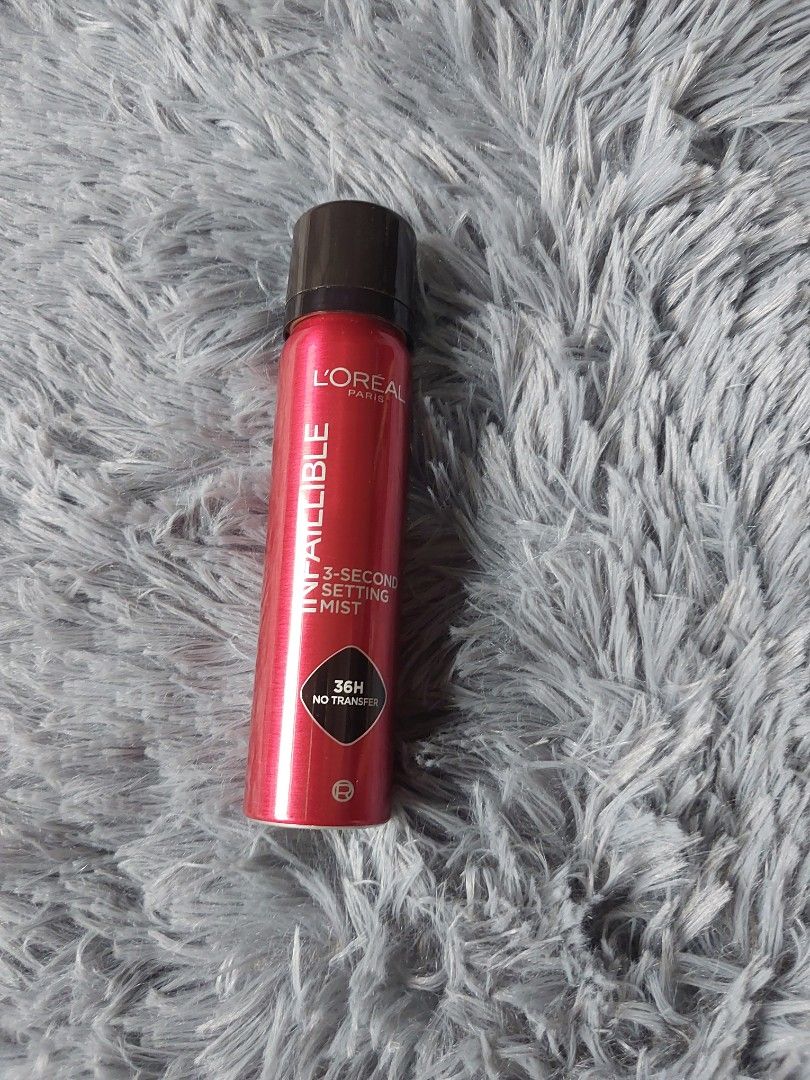 L'Oreal Infallible 3-Second Setting Mist 36H (Category: Makeup) located in Calasiao. Submitted by _annetastic_ (Listing ID 1463671932, Image 1). Description: - L'Oreal Paris Infallible 3-Second Setting Mist BOUGHT LAST MONTH ( August 2026) - Used only 3 sprays — almost full! 📦 Very good condition 🧴 Perfect if you want to try it without paying full retail price 💰 Selling for a great deal!.