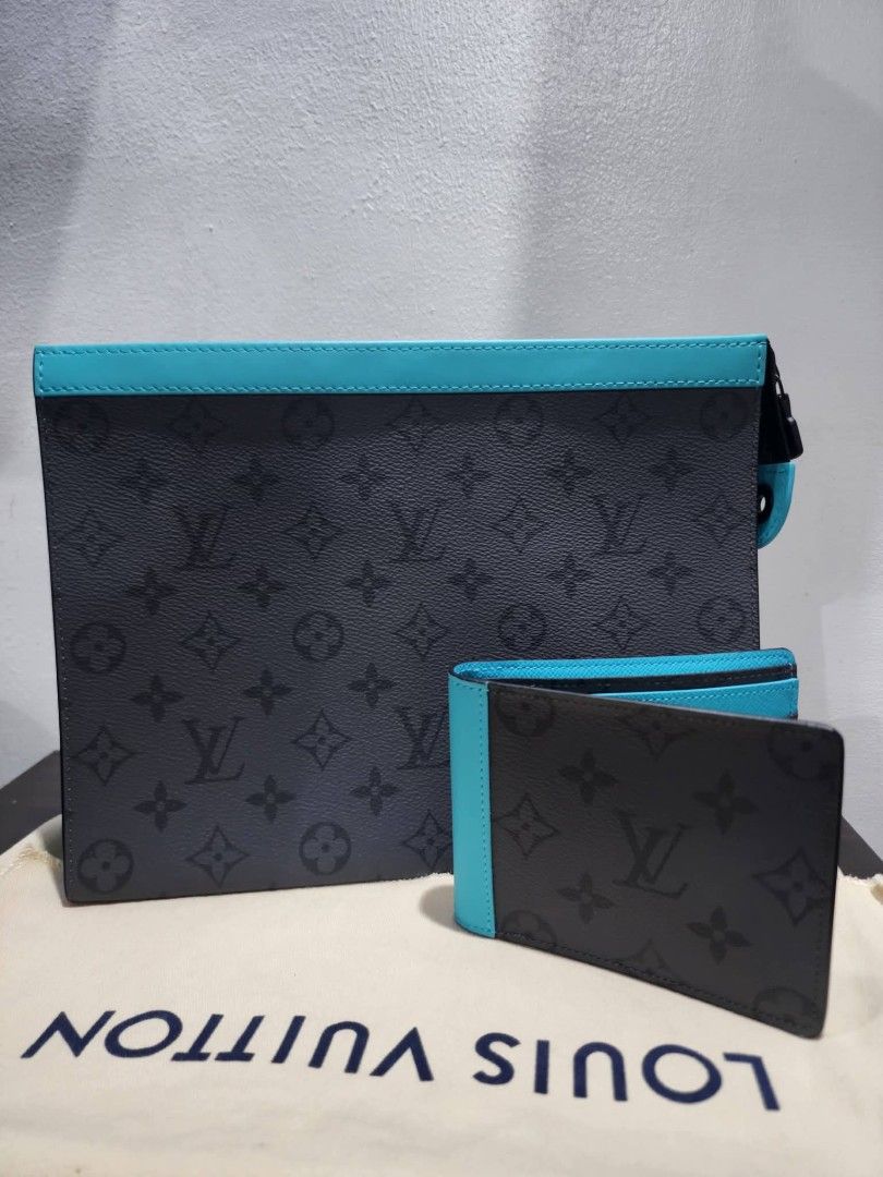 Louis Vuitton Monogram Poucqh and Bifold Wallet Set (Category: Luxury Bags & Wallets) located in Manila. Submitted by vine_branhces (Listing ID 1463640236, Image 1). Description: - Authentic Louis Vuitton Monogram Pouch and Bifold Wallet Set - Classic LV Monogram pattern with striking turquoise trim - Spacious pouch for essentials - Compact bifold wallet - Signature LV monogram on both pieces - Ideal for organization or as a gift - Comes with ori