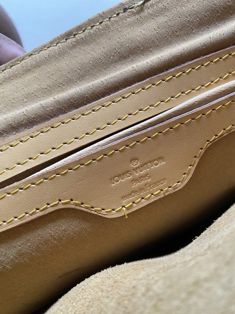 Louis Vuitton Monogram Shoulder Bag (Category: Luxury Bags & Wallets) located in Davao. Submitted by skanaker (Listing ID 1463656540, Image 2). Description: - Classic Louis Vuitton monogram shoulder bag - Makapal leather - Made in France - Genuine leather trim and strap - Secure magnetic snap closure - Two interior open pockets - Ideal for everyday use - Noteworthy wear on leather trim and strap.