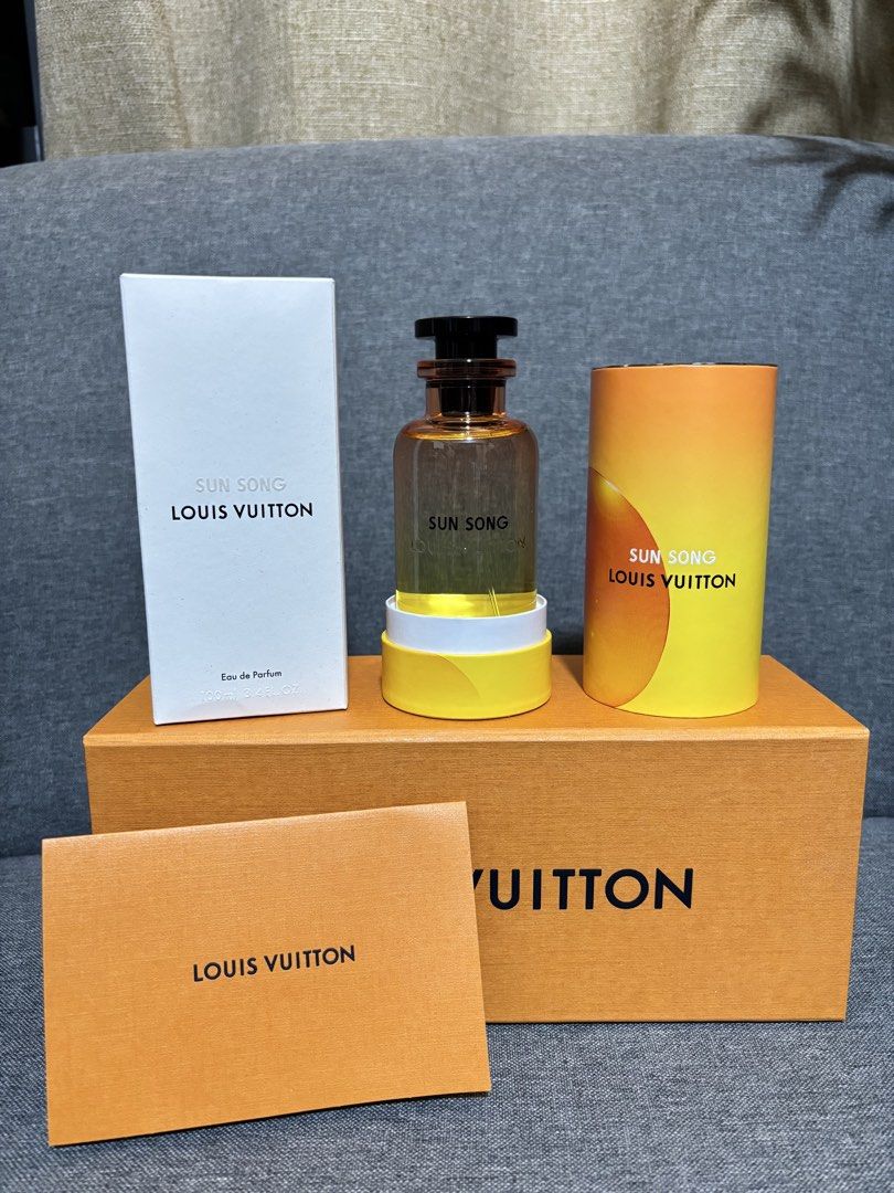 Louis Vuitton Sun Song Eau de Parfum 100ml (Category: Fragrance & Deodorants) located in Manila. Submitted by keendeer.43add0 (Listing ID 1463660025, Image 1). Description: - Authentic Louis Vuitton Sun Song Eau de Parfum - 100ml bottle - Includes original box and packaging - Ideal fragrance for sunny weather - A touch of luxury for your collection.