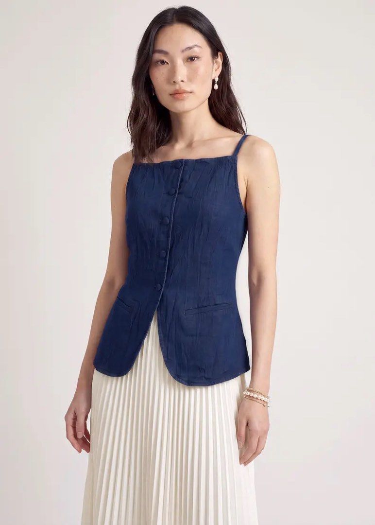 Love Bonito Denim Long Camisole - SMALL (Category: Sleeveless) located in Quezon City. Submitted by wuppinn (Listing ID 1463631501, Image 1). Description: •Bought for ₱ 2,790 •No damage •Rfs: not my fashion •Removed tag & washed but never used yet.