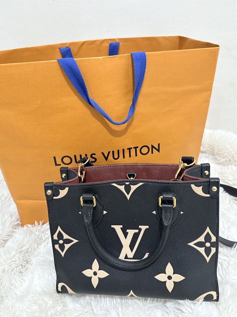 LV On The Go PM Empreinte Leather Black/Creme Monogram Microchipped (Category: Luxury Bags & Wallets) located in Manila. Submitted by janelle1231 (Listing ID 1463728585, Image 1). Description: LV On The Go PM Empreinte Leather Black/Creme Monogram Microchipped Mini Lady Dior Black, Lambskin with card YSL cassandre envelope wallet on Chain (no card with flaw).