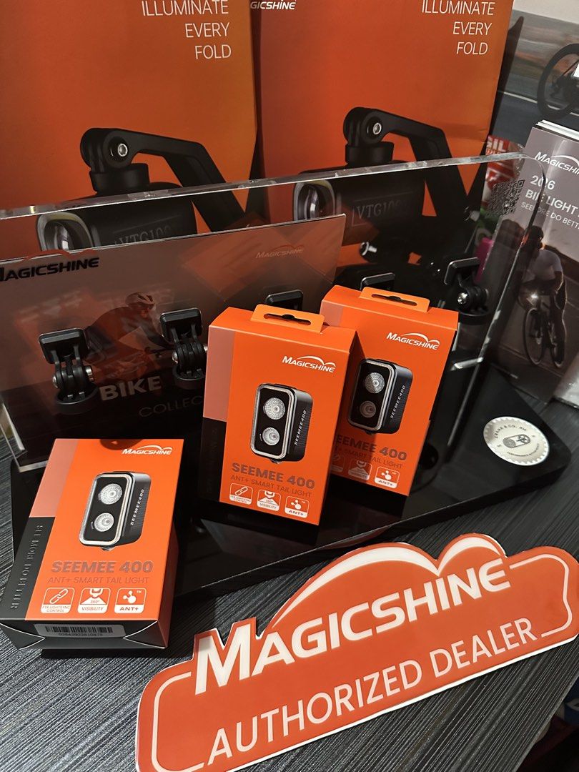 Magicshine Seemee 400 ANT+ Smart Tail Light (Category: Bicycles) located in Makati City. Submitted by crankncoph (Listing ID 1463668462, Image 1). Description: MAGICSHINE SEEMEE 400 — SMART 400-LUMEN TAIL LIGHT Upgrade your ride with the Magicshine SEEMEE 400, a smart rear light designed for road cycling, commuting, and everyday riding. With up to 400 lumens, 360° OptiTracing illumination, and ANT+ connectivity, it combines powerful rear lighting