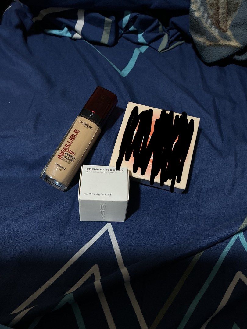 Makeup Bundle (TAKE ALL, Lower than SRP) (Category: Makeup) located in San Juan City. Submitted by yeurihan (Listing ID 1455094569, Image 1). Description: Inclusions(ALL BRAND NEW NEVER OPENED NEVER USED, BOUGHT END OF 2025 AND EARLY 2026) -Loreal Paris Infallible 32H Fresh Wear Foundation: Shade 125 (SRP 899) -Issy Creme Glass Stick, shade: Clear (SRP 449) RFS: Unused stock, not my shade Still negotiable, DM me, Super sulit! .