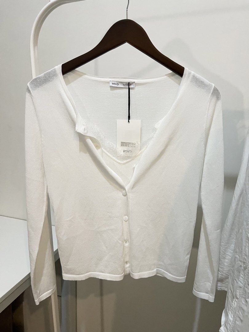 MANGO cardigan lace top (2,999.00) (Category: Blouses) located in Quezon City. Submitted by styleandcomfort (Listing ID 1463703342, Image 1). Description: Got this for 2,999 Never used Selling very low Message me for inquiries 😊.