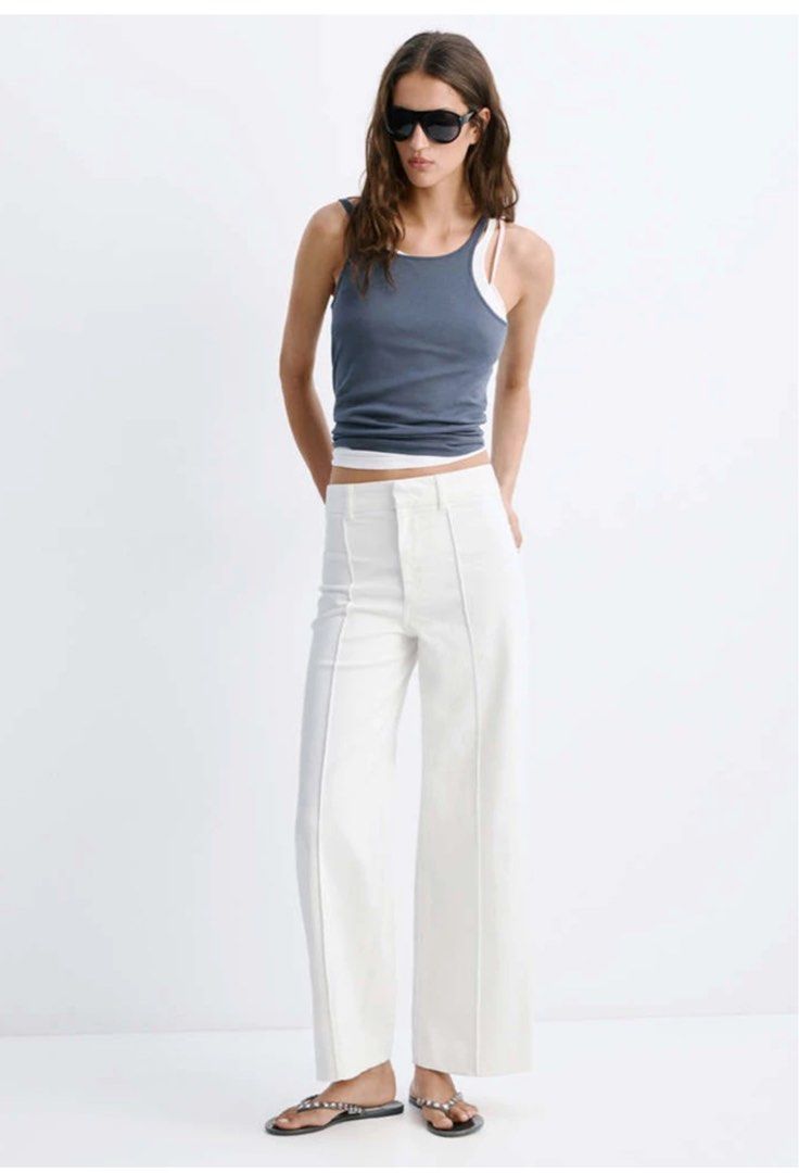 MANGO High Waist Wide Leg Jeans (Category: Jeans) located in Manila. Submitted by charmscollections (Listing ID 1463621449, Image 3). Description: ‼️Pre-order‼️ ETA 18-20 working days Brand New with Tag / 💯% Authentic 50%dp to reserved 2,495 - Original price Size: XS - XL MOP - GCash•BPI•UB.
