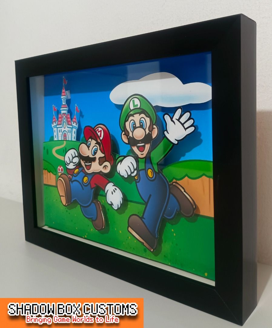 Mario & Luigi Video Game Shadow Box, Video Gaming, Video Games ...