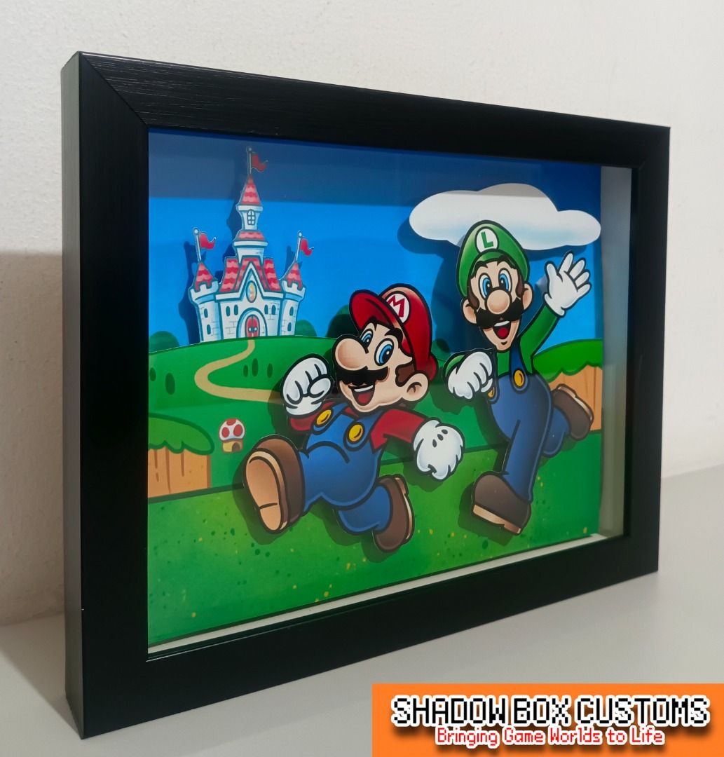 Mario & Luigi Video Game Shadow Box, Video Gaming, Video Games ...