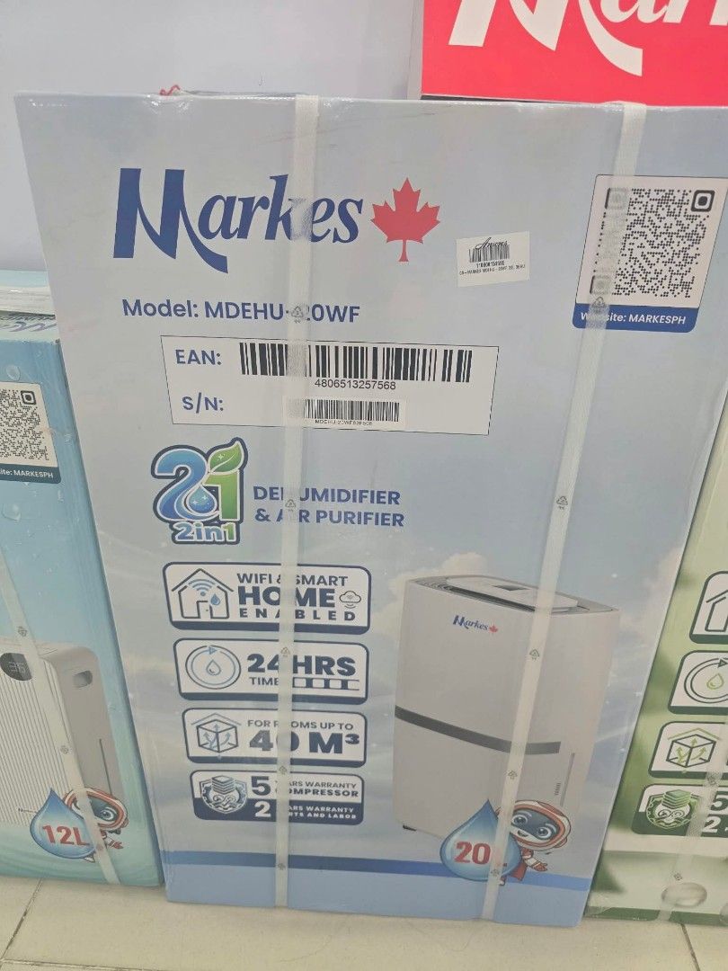 MARKES DEHUMIDIFIER (Category: Air Purifiers & Dehumidifiers) located in Makati City. Submitted by chuck_claros (Listing ID 1463657123, Image 3). Description: MARKES DEHUMIDIFIER ☑️BRAND NEW FACTORY SEALED UNIT WITH OFFICIAL SALES INVOICE AND WARRANTY (Model) Mdehu 12wf - 12liters - 8,290 Mdehu 20wf - 20liters - 10,190 Mdehu 30wf - 30liters - 13,690 ✔️(WARRANTY DETAILS) 1 Year warranty parts and service 7 days replacement for factory defect ✔️(MO