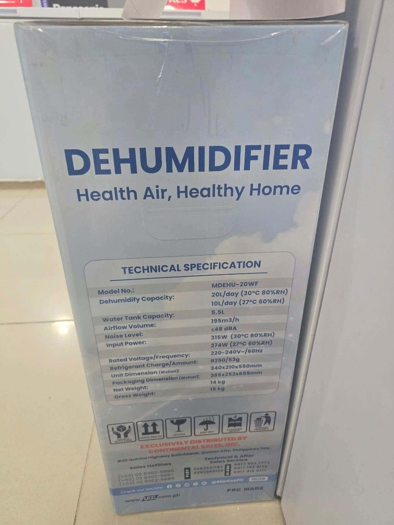 Markes ehumidifier & Air Purifier (Category: Air Purifiers & Dehumidifiers) located in Quezon City. Submitted by roseann_1996 (Listing ID 1463629711, Image 2). Description: Markes Airpurifier with Dehumidifier Model:MDEHU12WF 12.L Cash:8,300 Model:MDEHU20WF 20L Cash:10,200 Model:MDEHU30WF 30 L Cash:13,700 for more Information vi_be-r me#09207821329.