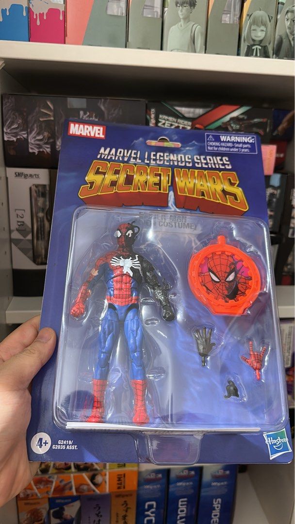 Marvel Legends Secret Wars Spider-Man Action Figure (Category: Figurines & Statues) located in Pasig City. Submitted by gilgamesh8 (Listing ID 1463686254, Image 1). Description: - Marvel Legends Secret Wars Spider-Man action figure - Features the iconic Symbiote costume - Comes with interchangeable hands - Includes a web accessory - Brand new and sealed packaging - Ideal addition for any Marvel collector.