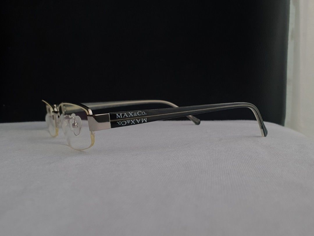 Max&Co Slim Eyeglass Frame (Category: Sunglasses & Eyewear) located in Quezon City. Submitted by WasalakTwo (Listing ID 1463667970, Image 3). Description: Bought in Japan Durable and high quality Goodcondition Clean and presentable Lens are graded, but replaceable Open for delivery nationwide Front Width 12.8cm Front Height 2.7cm.