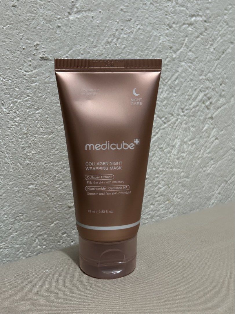 Medicube Collagen Night Wrapping Mask 75ml (Category: Face Care) located in Manila. Submitted by elithiax (Listing ID 1463647310, Image 1). Description: The viral Medicube collagen firming mask - Literally still full, used once only ( selling bc I have another opened one) - Achieve smoother and firmer skin while you sleep - Key Ingredients: Collagen Extract, Niacinamide, Ceramide NP (super nice sa skin, very hydrating and firming) - How to Use: A
