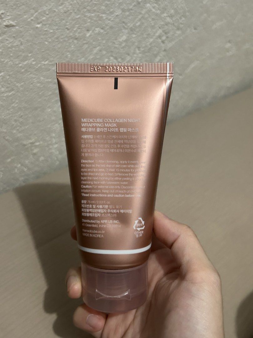 Medicube Collagen Night Wrapping Mask 75ml (Category: Face Care) located in Manila. Submitted by elithiax (Listing ID 1463647310, Image 2). Description: The viral Medicube collagen firming mask - Literally still full, used once only ( selling bc I have another opened one) - Achieve smoother and firmer skin while you sleep - Key Ingredients: Collagen Extract, Niacinamide, Ceramide NP (super nice sa skin, very hydrating and firming) - How to Use: A