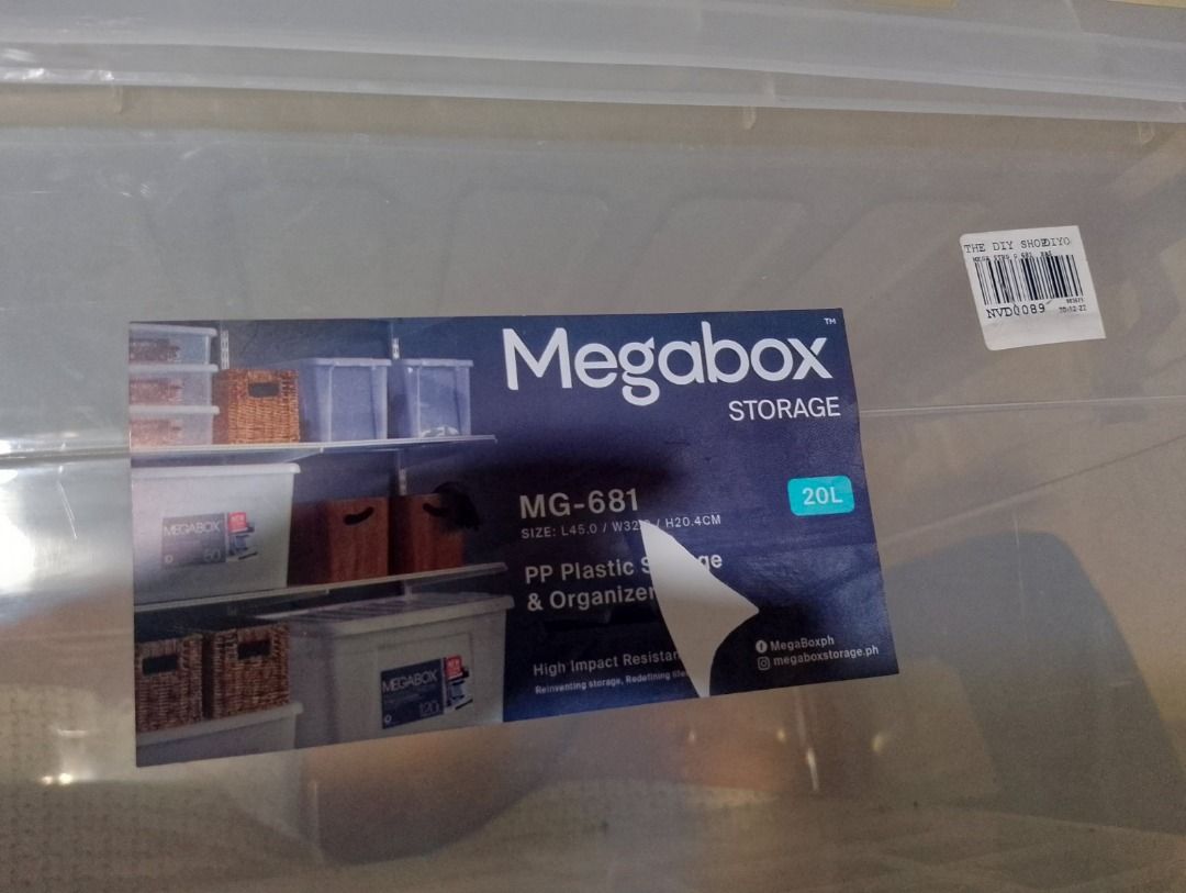 Megabox Storage Box MG-681 20L Clear PP Plastic (Category: Storage Boxes & Baskets) located in Caloocan City. Submitted by youngflower.a202a6 (Listing ID 1463719401, Image 1). Description: MegaBox 20L Storage Box – ₱220 Selling 1 pc MegaBox 20L storage box. • Slightly used, good condition • Clean and ready to use • 20L capacity • Sturdy and spacious • ₱200 📍 Location: San Mateo, Rizal PM if interested. First come, first served. - Megabox Storage