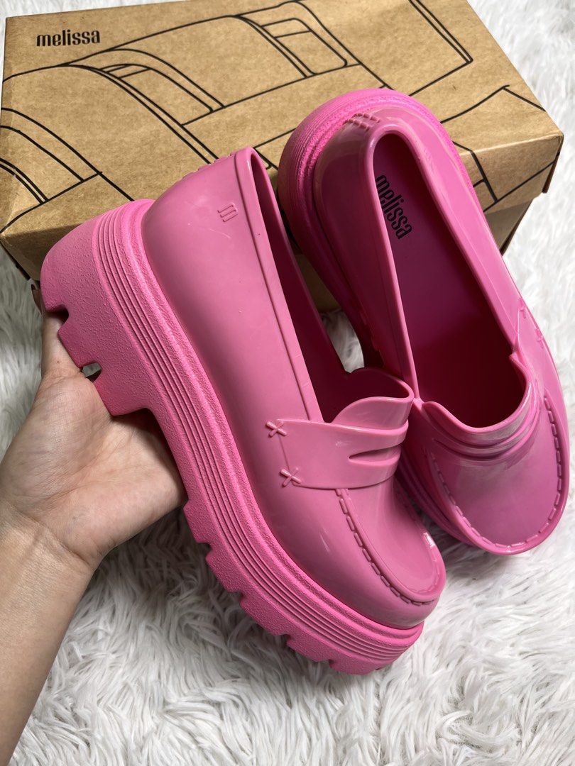 Melissa Pink Platform Loafers Shoes size 8 (Category: Loafers) located in Taguig. Submitted by renigiclothingshop_04 (Listing ID 1463631789, Image 3). Description: - Brand: Melissa - Style: Pink platform loafers - Material: Signature jelly material - Features: Chunky sole, trendy design - Condition: Brand new, never worn - Includes: Original box.
