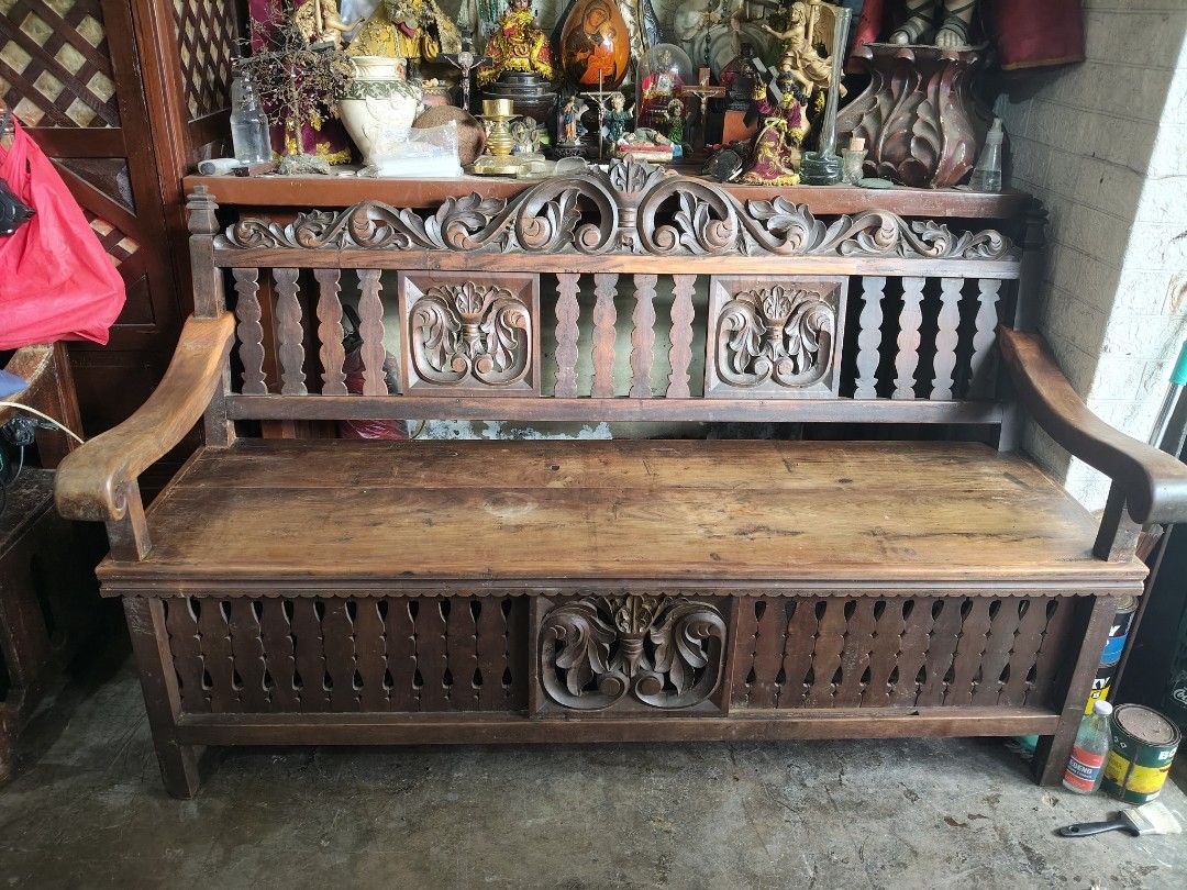 Mid century gallinera bench (Category: Other Home Furniture) located in Makati City. Submitted by woodyard (Listing ID 1463578906, Image 1). Description: for sale old vintage gallinera bench mid century made of molave wood. located in bangkal makati. heavy and sturdy. the price is 17,000 still negotiable.